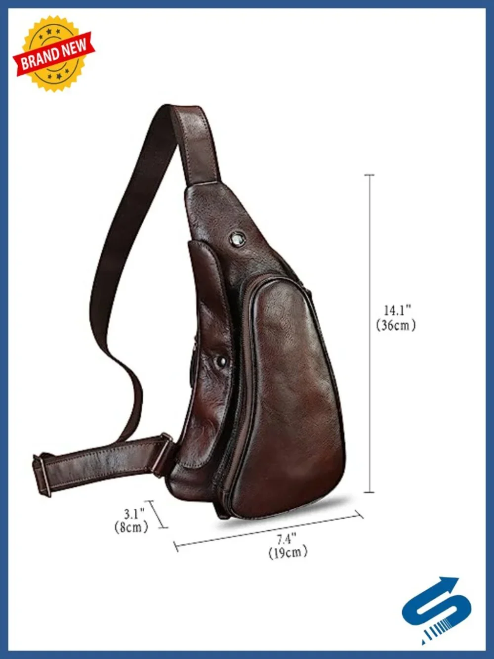 Genuine Leather Sling Bag Retro Crossbody Backpack Chest Purse Cycling Daypack